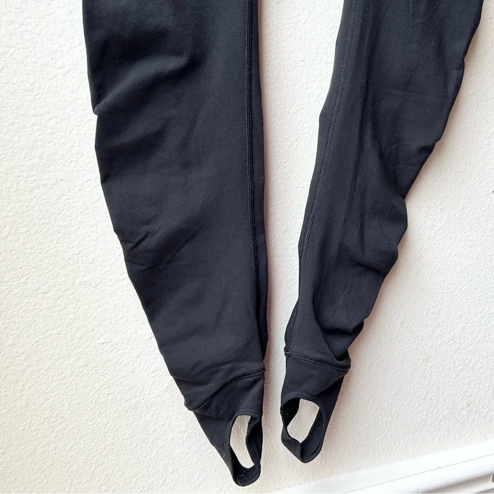 Lululemon Wunder Under Stirrup Leggings Dramatic Static White Black / Black Sz 6